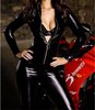 New Arrival Ladies Sexy Gothic Fetish Clubwear Lingerie Zip Faux Leather Catsuit Fashion Leather Jumpsuit Black