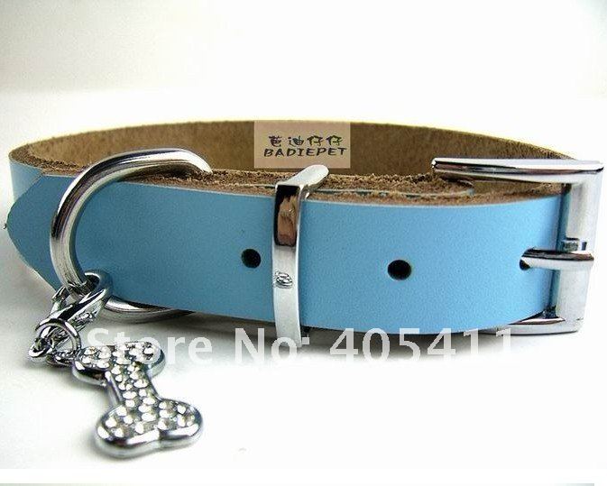 Free shipping!Top Quality! Classic Genuine Leather Dog Collar (blue ... Free shipping!Top Quality! Classic Genuine Leather Dog Collar (blue ...