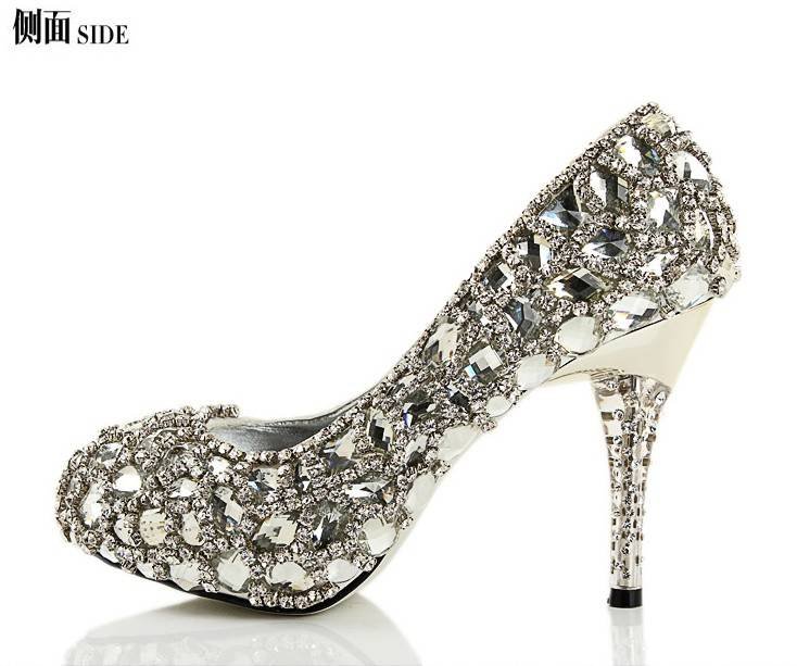  Grade HAND SEWN Crystal wedding shoes heels Size3442 Free Shipping