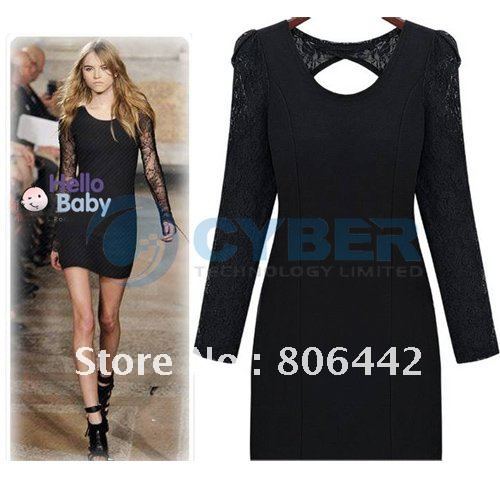 New Sexy Ladies' Long Sleeve Backless Clubwear Party Cocktail Rose Lace 