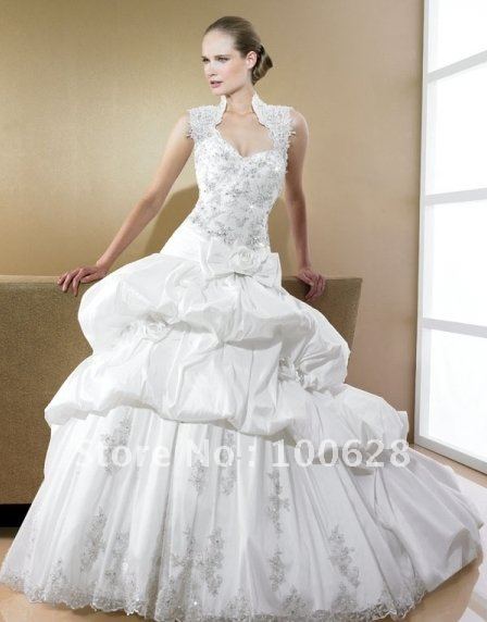 Buy backless lace wedding dresses ruffles organza train wedding dress