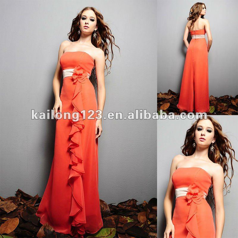 Romantic Strapless Narrow Fit and Flare Floorlength Beaded Flower Sash 