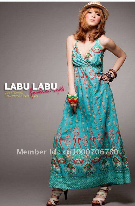 Maxi DressLadies' Cotton DressCasual DressRefined Bohemian Style Dress 