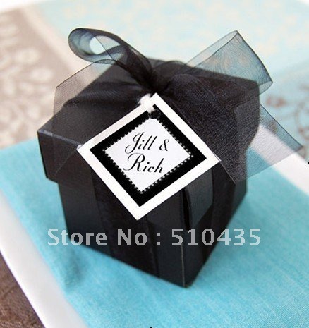black 2pc favor wedding candy box chocolate box 2 2 2 39 39 with ribbon