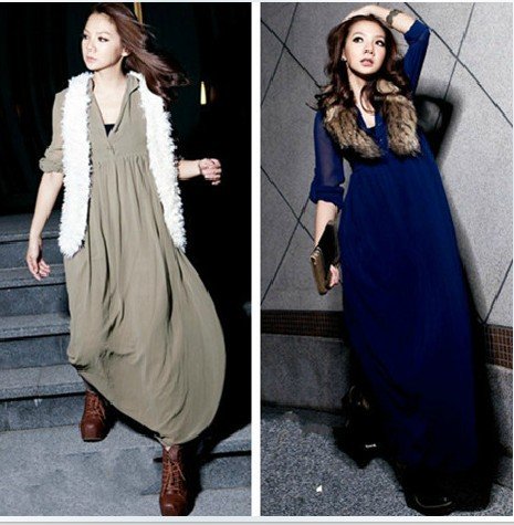 Long Sleeve Backless Dress on Chiffon Dress Women S Long Sleeve Maxi Dress Spring V Neck Long