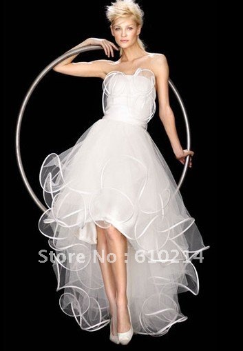 2012 New Style Aline Wedding dress Hilo Organza Formal Bridal gown Ruffle 