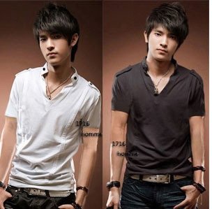 Free shipping!!!Men's fashion shirt, 100%cotton black white gray M,L,XL,XXL, V collar casual shirts
