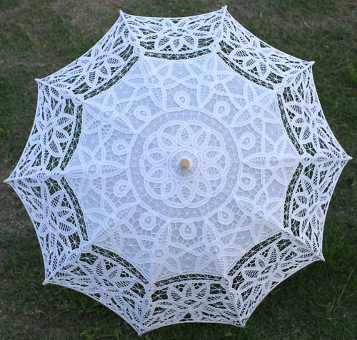 Battenburg white Lace Parasol Umbrella Wedding Bridal 0052