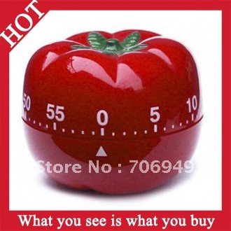 Free Shipping! 6pcs Red Plastic Tomato Timer Creative Kitchen Cooking Tools Mechanical Dial Timer -- KCP14 Wholesale & Retail(China (Mainland))