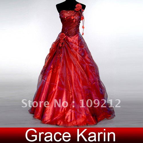 EMS SHipping 10pcs lot 2012 Red Rose Bridesmaids wedding Gown Prom Dress 