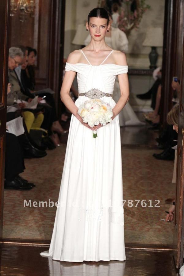 Charming 2012 Style Wedding Dress Sheath Brush Train Custom Made Free 