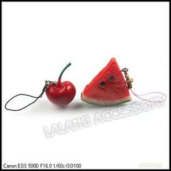 Hot!!! Free Shipping6pcs/lot Cherry&watermelon Cell Phone Straps Findings Fit Phone Decoration 130300(China (Mainland))