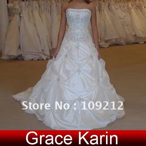 Free Shipping 1pcs lot Classic StraplessSatin Ball Gown Latest wedding 
