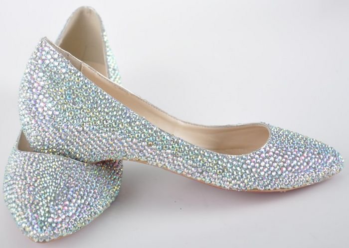 Brand 23cm heels women crystal shoes flats wedding shoes fashion lady shoes 