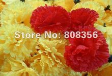200pcs High Quality Simulation Artificial Silk Carnation Flower Heads Mother’s Day DIY Jewelry Findings  Red Bright Yellow 10CM