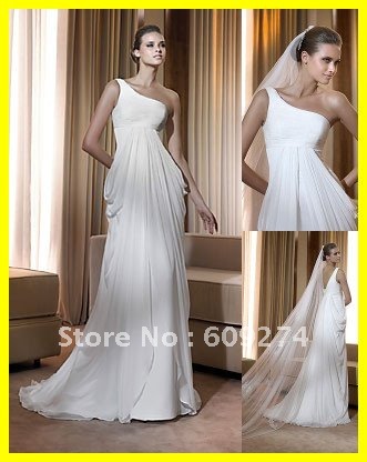  Shoulder White Dress on 2012 Designer One Shoulder Chiffon Flower Fshion White Wedding Dress