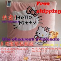 WH-BB-2L Hello Kitty double coral fabric cushion pillows as a quilt car cushions set