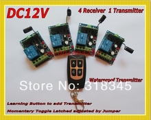 RF Wireless remote control switch system 1 controller transmitter 4 receiver switch 12V 10A 315 433MHZ