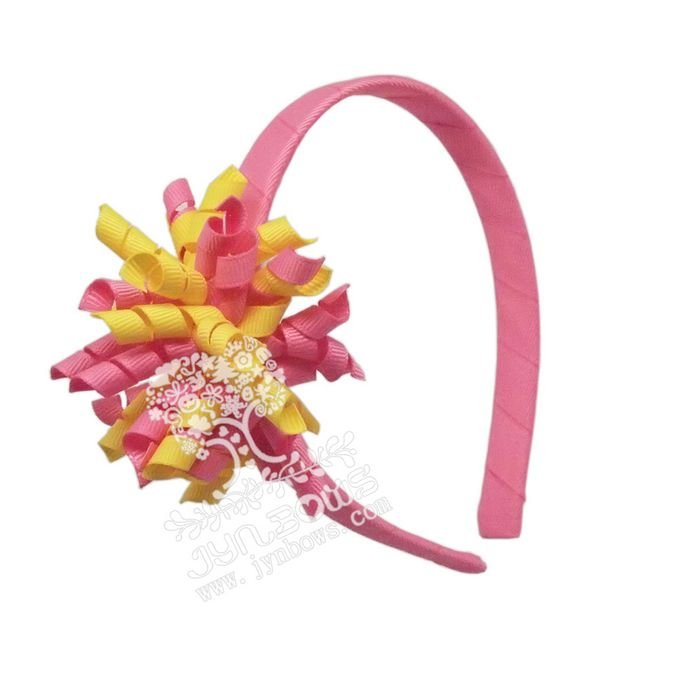 Jynbows Pink Grosgrain Head Band with Korker Hair Bow on top, 9*8CM(China (Mainland))