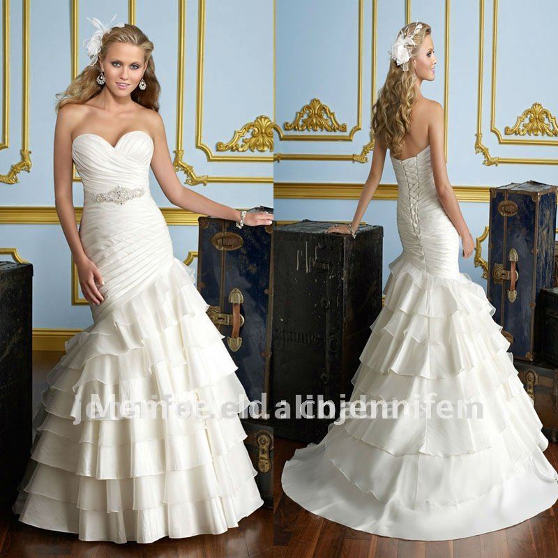 Strapless White exotic wedding dresses BS540 
