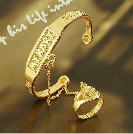 Arrive Fashion Jewelry Bangle 18k Yellow Gold Filled Baby Fashion Jewelry Bangle Baby 18k Yellow Gold Filled Twist Ring 2pc Bracelet