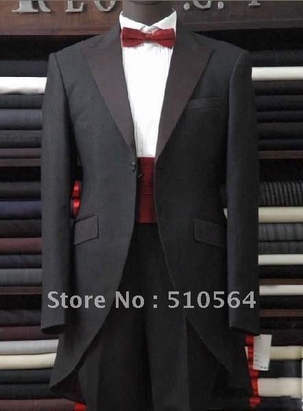 Wholesale Black Groom suit morning coat Wedding Groomsman cutaway men suit
