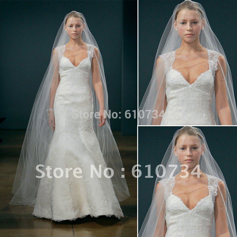 Vnaix W0013 Elegant Plunging Vneck Mermaid Cap Sleeve Lace Wedding Dresses