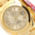 Full Golden Quartz Watch Time-Date Display Magnifier iw2348