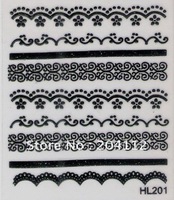 Free shipping 3D black lace nail foil sticker, 3D nail decoration,