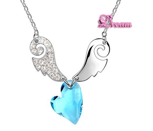 Free Shipping Gift Bag Wholesale classic Crystal Cupid Love Necklace Crystal jewelry Evening dress Wedding dress