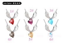 Free Shipping Gift Bag Wholesale classic Crystal Cupid Love Necklace Crystal jewelry Evening dress Wedding dress