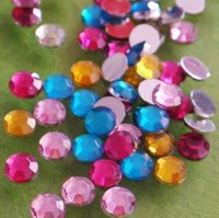 FREE SHIP 6~10 COLORS HQ crystal 8mm Acrylic rhinestone beads flatback