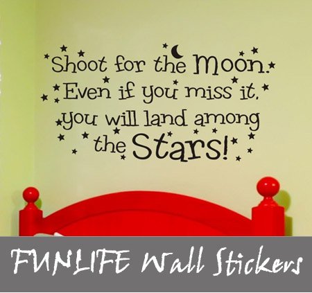 Vinyl Wall on Shoot For The Moon Children Room Vinyl Wall Quote Saying Decals
