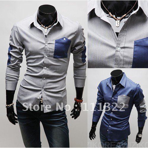 Free shipping New Mens Luxury Casual Slim Fit Stylish Dress Shirts 3 Colors 4 Size