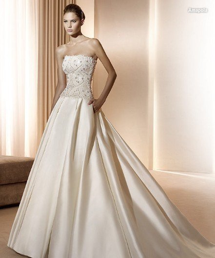 Elegant ball gown satin simple wedding dresses 2012
