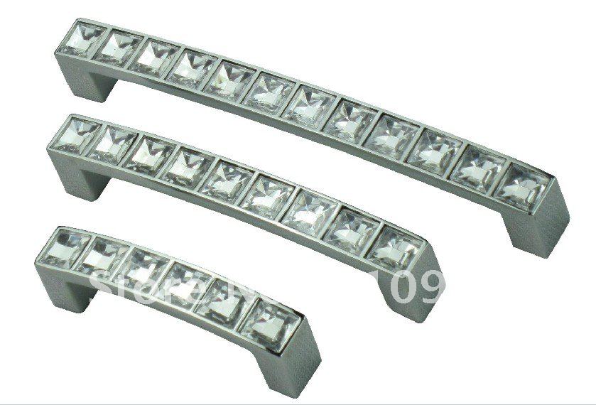 30 do diamante branco da alumina da cozinha do punho do punho DIY Dawer do armário do diamante da tração da porta dos PCes 96mm liga branca do zinco