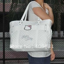 hellokitty GIRL Lady leather black purse hand kitty bag/white