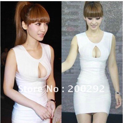 Black  White Prom Dress on Women S Black White Keyhole Bandage Dresses Celebrity Dress