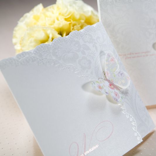 Spring Butterfly Trifold Wedding Invitation Set of 50 Printable and 