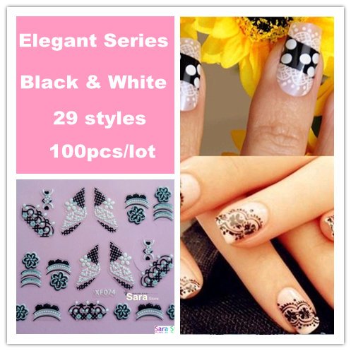 Free shipping 29 styles available Elegant Style NEW 3D nail sticker Decals