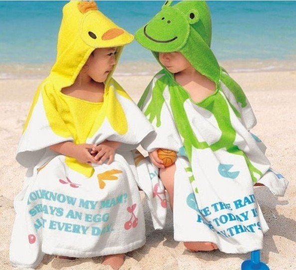 Мультфильм ребенка халат ребенок хлопок пляж с капюшоном полотенце детский плащ мальчика халат одеяло бесплатная доставка