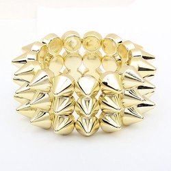 Min.order is $15 (mix order) Bracelets and Bangles! Free shipping Womens Spike Link Bracelet Gold Acrylic Bracelet B30(China (Mainland))