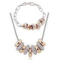 Free Shipping Luxury White Gold Plated Crystal Necklace Bracelet fashion jewelry set 18KS056