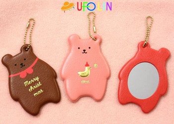 Free Shipping/New monopoly bear shape hand Mirror / portable pocket cosmetic mirror / mobile charm