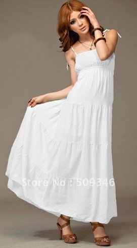 Long Sleeve Maxi Dress on 1pc Lot Women Summer Bohemia Casual Cotton Linen Maxi Long Beach Dress