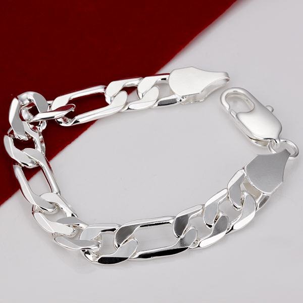 H163-Men-s-925-Sterling-Silver-Figaro-Chain-Bracelets-12mm-8-Wholesale ...