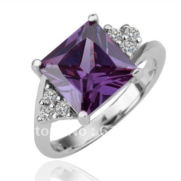 Good 18K white gold ring,purple diamond rings,star shape,factory price ...