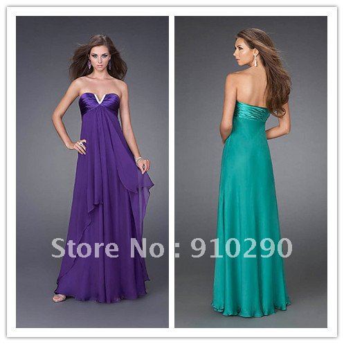 Emerald Green Dress on Green Chiffon Purple Gown Strapless Emerald Prom Dress Picture In Prom