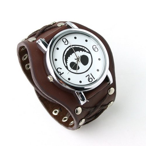 Watch Punk Gothic Ladies Women Men Gens39; Genuine Leather Wrist Watch 