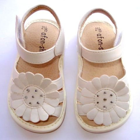 Baby Girl Squeaky Sandals Solid White Big Sunlower Sandals Size 3 ...